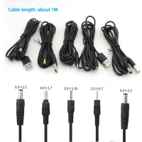 Jalur Kuasa Palam, Panjang 1m, USB Jenis A Lelaki ke DC 2.0, Tersedia dalam 0.6mm, 2.5mm, 3.5mm, 1.3
