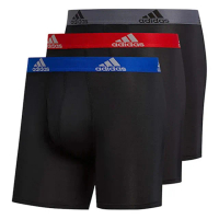 【adidas 愛迪達】2024男時尚彈力彩色褲頭黑色四角修飾內著混搭3件組-網