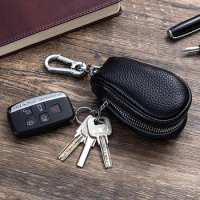 Multifunction Genuine Leather Key Chain Organizer Unisex Key Bag Wallet Holder Smart House keeper Car Small Key Case Keys Pouch