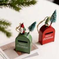Ornamental Nice-looking Cartoon Santa Claus Mailbox Pendant Exquisite Letterbox Pendant Mini for Party
