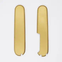 1Pair Brass Knife Handle Scales with Tweezers Toothpick Ball Point Pen Slot for 91 mm Victorinox Swiss Army Knives