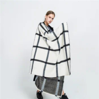 LISM Cashmere+Acrylic black and white double-sided blanket beige warm fashion shawl sofa throw
