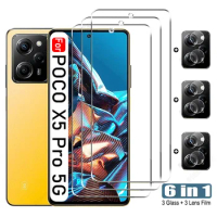6 in 1 For POCO X5 F5 Pro 9H Front Tempered Glass For POCO X3 NFC X4 F3 F4 GT 5G Lens Screen Protecotors Film For POCO M3 M4 Pro