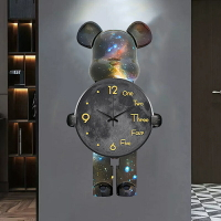 熊靜音亞克力裝飾畫時鐘 鐘錶掛鐘 客廳餐廳表掛牆簡約創意布里克熊時鐘靜音