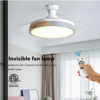36/42inch Invisible Ceiling Fan Lamps Bedroom Living Room Dining Room Study LED Modern And Minimalist Household Pendant Light