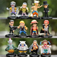 12Pcs/Set One Piece 4-5CM Anime Figure Toy Luffy Shanks Enel PVC Cartoon Action Figures Collectible Model Dolls Decor For Gifts