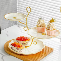 ชั้นวางคัพเค้ก 3 ชั้น  Gold border flower shaped cake plate วัสดุ: พลาสติก คําแนะนําการขายที่ร้อนแรง