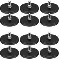 Rubber Coated Magnets,22LBS Neodymium Magnet Base With M6 Threaded Magnet With Bolts And Nuts,Strong Magnets Hold Black 12PCS