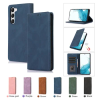 Magnetic Attraction Flip Leather Case for Samsung Galaxy S10 S20 S21 FE S22 S23 Note 10/10+/20 Ultra Simple Wallet Case