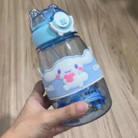 Botol Minum Happy Bear Kepala Lucu Karakter 650 ml + Stiker Sedotan Tali HX 3015 Bottles