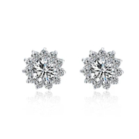 Super Brilliant VVS1 1Ct each 6.5 mm D Moissanite Diamond Stud Earrings Platinum 950 Earring for Her Wedding Jewelry
