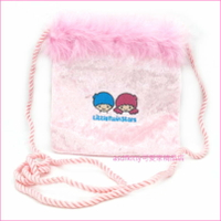 asdfkitty可愛家☆雙子星粉色羽毛斜背包/側背包/手機包-日本正版商品