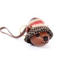 BURBERRY 漁夫帽造型Thomas 泰迪熊皮革吊飾(附原廠盒)-棕褐色