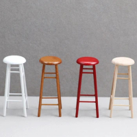 1:12 Dollhouse Miniature High Stool Bar Stool Small Round Stool Pocket Stool Model Furniture Decor Toy Doll House Accessories