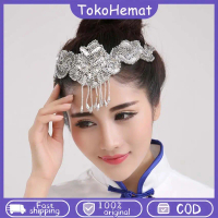 Bando Belly Dance Koin Payet Bando Wanita Aksen Warna Emas Gaya India Headwear Aksesoris Perform