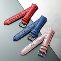 Leather watch strap watch chain for Tissot/ seiko/dw generic strap14mm 24mm pink leather strap red watch band smartwatch