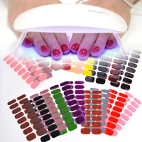 16pcs Semi-Cured Gel Nail Stickers Strips Patch Sliders Waterproof Long Lasting Gel Nail Sticker Full Cover Decals