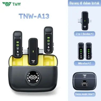 TNW A13 Wireless Microphone 2-In-1 Clip On Mic Wireless Dual Lavalier Mikrofon dan Charging Case Blu