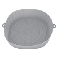 20Cm Air Fryers Oven Baking Tray Fried Chicken Basket Mat AirFryer Silicone Pot Round Replacemen Grill Pan Grey