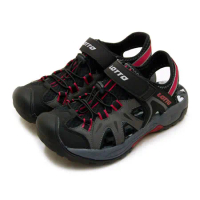 【男】LOTTO 專業排水護趾戶外運動涼鞋 冒險家系列 黑灰紅 3230