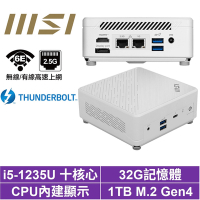 MSI 微星Cubi5 12M i5十核{輕歌劇R27C} 迷你電腦(i5-1235U/32G/1TB M.2 Gen4)