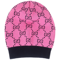 GUCCI 桃粉色雙G羊毛滑雪保暖帽-57cm