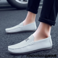 FINDSENSE品牌 四季款 新款 日本 男 高品質 簡約 超纖 一腳蹬 豆豆鞋 舒適透氣 輕便 小皮鞋 潮流鞋子