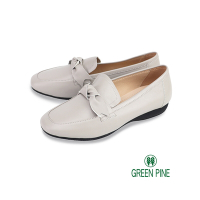 GREEN PINE小方頭牛皮平底樂福鞋灰色(00317712)