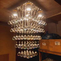 Garansi Lampu Gantung Kristal K9 Desain Modern ( D50X50Cm H.60Cm ) Lampu Chandelier Cahaya LED 3 War