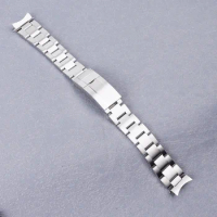 Rolamy 18mm Watch Band Strap Oyster Style 316L Stainless Steel Deployment Clasp Silver Bracelet For Seiko 5 SNK361