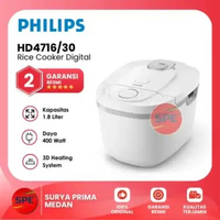 RICE COOKER DIGITAL PHILIPS KAPASITAS 1.8 LITER HD4716 GARANSI RESMI (MEDAN)