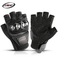 SUOMY Motorcycle Gloves Half Finger Bicycle Half Fingers Gloves Summer Stainless Steel Protective Tactical Gloves Fingerless Men
