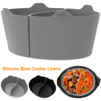 2Pcs Slow Cooker Divider Liner for 6 QT Reusable Silicone Cooker Divider Insert Leakproof Slow Divider Heat