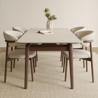 免運 餐桌 飯桌 實木餐桌 北歐巖板實木餐桌現代簡約輕奢白蠟木小戶型懸浮長方形巖板餐桌椅