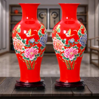 Jingdezhen ceramic Chinese Red Peony Vase Flower vase Home Decoration Wedding Red vase chinese ceramic vase porcelain