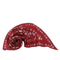 【COACH】茶玫瑰圖案菱形絲巾/髮飾(紅色)