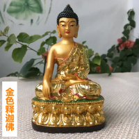 Sakyamuni Buddha statue resin gilded Tathagata Sakyamuni Buddha ancestor statue, Tibetan Tantra Sanbao Buddha statue, small