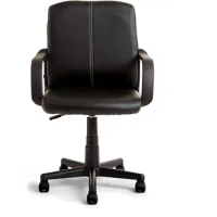 Backrest Chair With Wheels Leather Mid-Back Rolling Swivel Office Chair Mobile Computer Armchair Gamer Ergonomic Desk Furniture