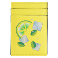 【LOEWE 羅威】經典徽章LOGO雞尾酒印花信用卡名片隨身卡夾(黃)