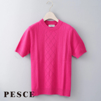 【PESCE】短袖圓領上衣、喀什米爾素色針織上衣(冬暖夏涼、輕薄柔暖)