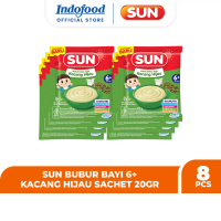 8 PCS - SUN Bubur Bayi 6+ Kacang Hijau Sachet 20 gr