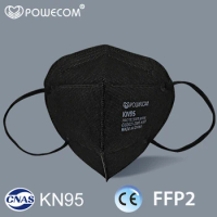 KN95 Mask Powecom Protective Reusable KN95 Face Masks Breathable and Safety Dust Black Mask 95% Filtration Mouth Muffle Cover