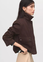 Mango Denim Parka Jacket With Leather-Effect Collar