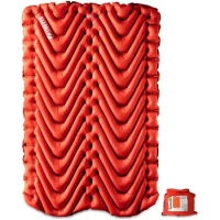 Klymit Insulated Double V Inflatable Sleeping Pad for Camping, Lightweight Hiking and Backpacking Air Bed for Cold Weather Red
