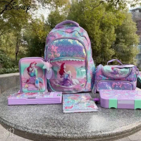 Genuine Disney Australia Smiggle Mermaid School Bag Children Stationery Student Pen Case Lunch Bag Backpack Set Gift