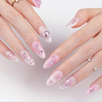 Wearable Bow Fake Nails Nail Art Embossed Fake Nails Exquisite Long-lasting Fashion Fake Nails Set D
