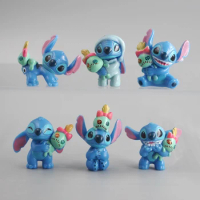 6 sets of Disney animation mini cartoon Lilo and Stitch. hand puppet ornament PVC sculpture series model toy gift HEROCROSS