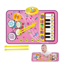 Kids Music Play Mat 2 In 1 Music Floor Blanket With Piano Keyboard And Drum Set Educational Sensory Toys Birthday Gift For Boys