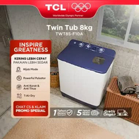 TCL Mesin Cuci 2 Tabung - Twintub 8KG - Lint Filter - Anti Karat - Anti Tikus (Model: TWT80-F10A)
