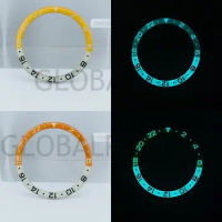 38mm Light Orange/Yellow Resin+Alloy Blue Lume Watch Bezel for SKX007 SKX011